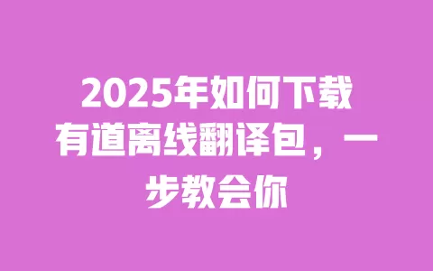 2025年如何下载有道离线翻译包，一步教会你 一