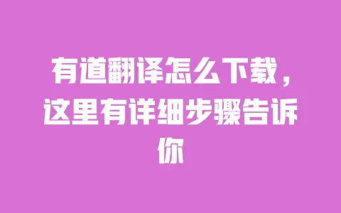 有道翻译怎么下载,这里有详细步骤告诉你 一