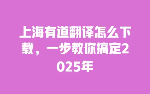 上海有道翻译怎么下载，一步教你搞定2025年 一