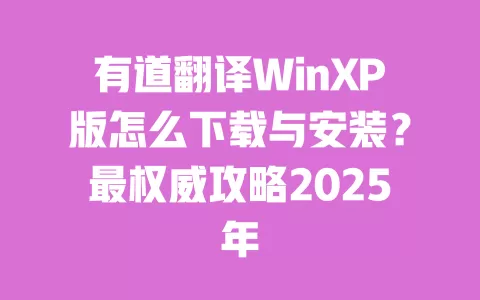 有道翻译WinXP版怎么下载与安装？最权威攻略2025年 一