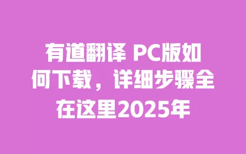 有道翻译 PC版如何下载,详细步骤全在这里2025年 一