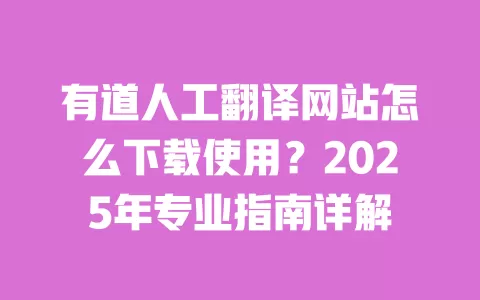 有道人工翻译网站怎么下载使用?2025年专业指南详解 一
