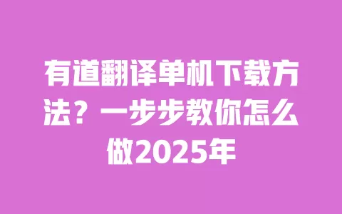 有道翻译单机下载方法？一步步教你怎么做2025年 一