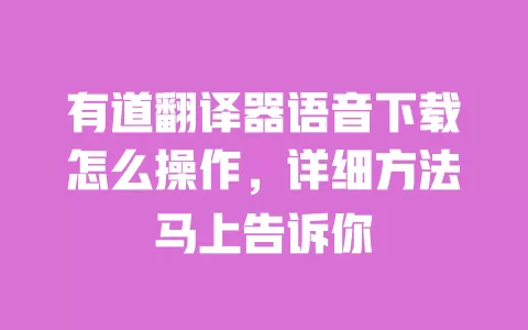 有道翻译器语音下载怎么操作,详细方法马上告诉你 一