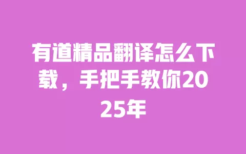 有道精品翻译怎么下载,手把手教你2025年 一