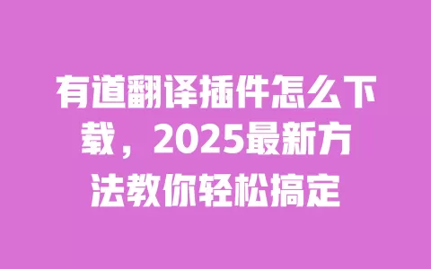 有道翻译插件怎么下载，2025最新方法教你轻松搞定 一