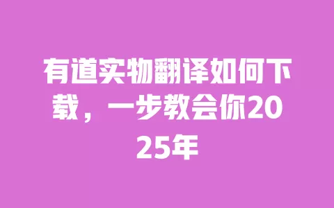 有道实物翻译如何下载,一步教会你2025年 一