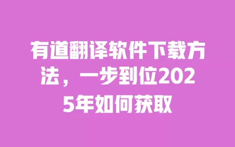 有道翻译软件下载方法，一步到位2025年如何获取 一
