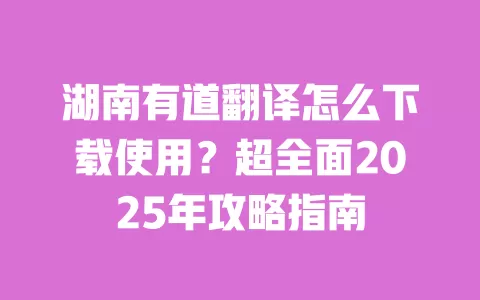 湖南有道翻译怎么下载使用?超全面2025年攻略指南 一