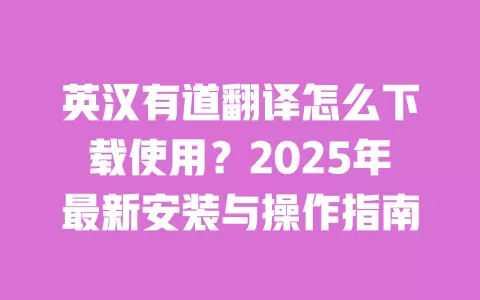 英汉有道翻译怎么下载使用?2025年最新安装与操作指南 一