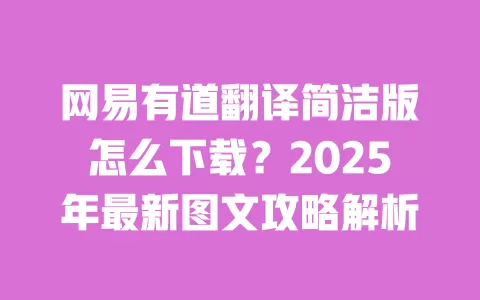 网易有道翻译简洁版怎么下载？2025年最新图文攻略解析 一