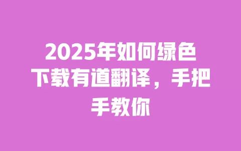 2025年如何绿色下载有道翻译，手把手教你 一