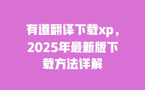 有道翻译下载xp,2025年最新版下载方法详解 一