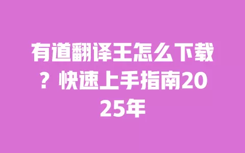 有道翻译王怎么下载?快速上手指南2025年 一