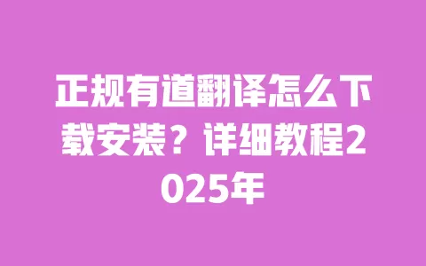 正规有道翻译怎么下载安装？详细教程2025年 一