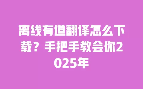 离线有道翻译怎么下载?手把手教会你2025年 一