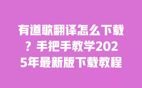 有道歌翻译怎么下载？手把手教学2025年最新版下载教程 一
