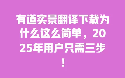 有道实景翻译下载为什么这么简单,2025年用户只需三步! 一