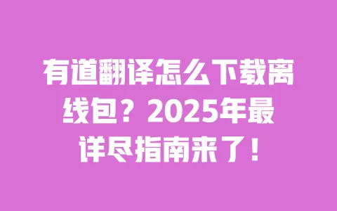 有道翻译怎么下载离线包？2025年最详尽指南来了！ 一