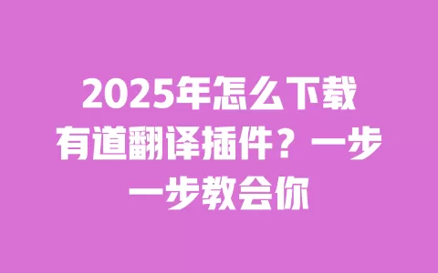 2025年怎么下载有道翻译插件？一步一步教会你 一