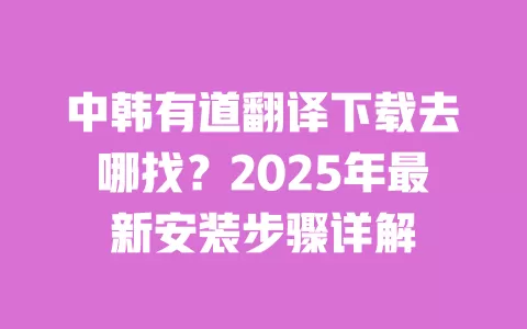 中韩有道翻译下载去哪找?2025年最新安装步骤详解 一