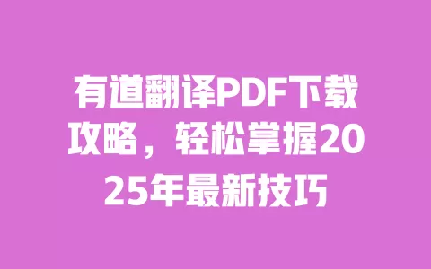 有道翻译PDF下载攻略，轻松掌握2025年最新技巧 一