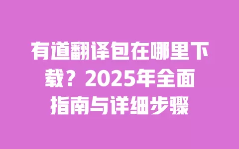 有道翻译包在哪里下载？2025年全面指南与详细步骤 一